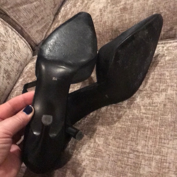 Black Satin Feetfirst Heels - Picture 5 of 5